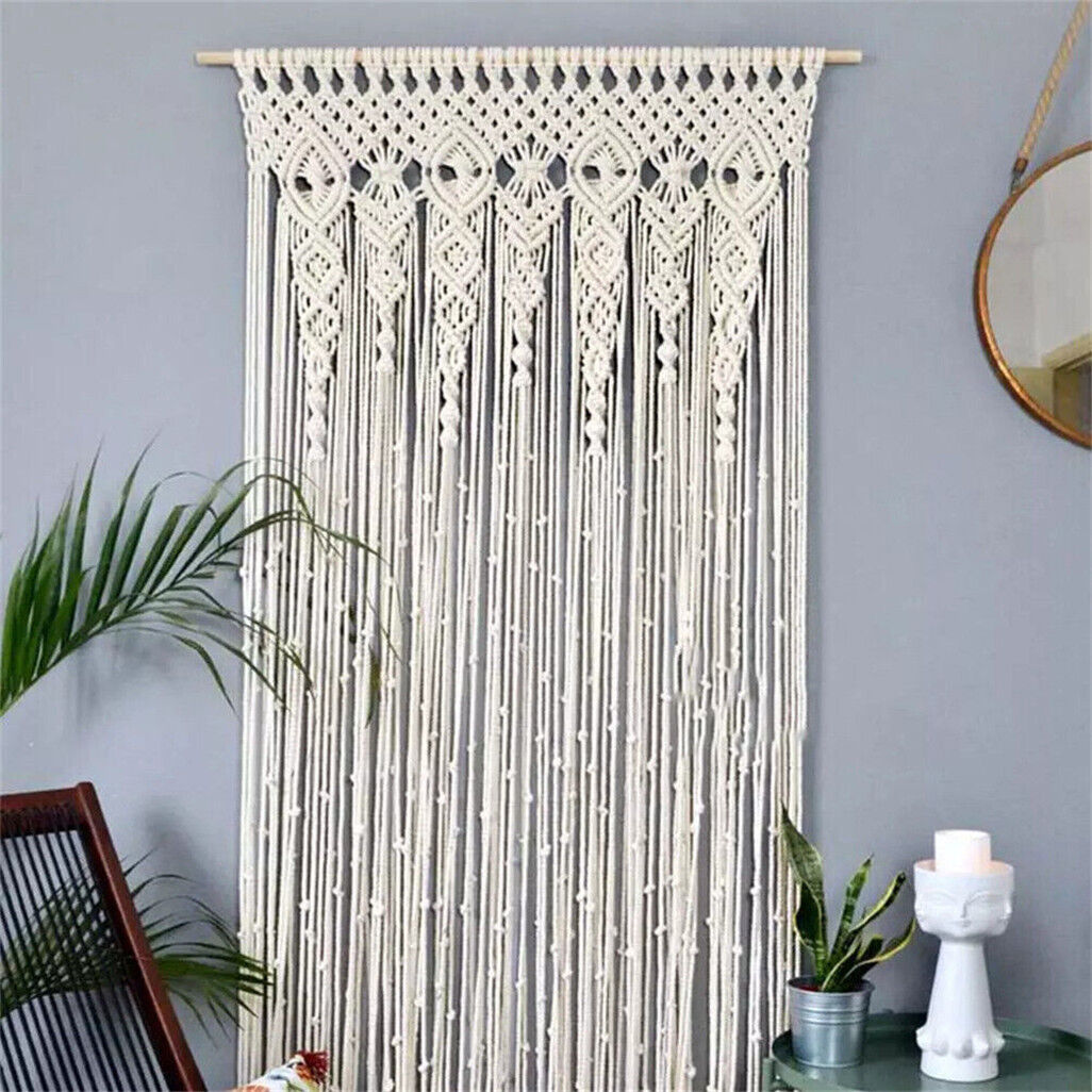 2M Macrame Curtain Panel Woven Wall Hanging Tapestry Doorway Rope Fringe Banner