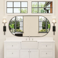 Thin Aluminum Frame Capsule Mirror Oblong Bathroom Mirror Wall Vanity Mirror