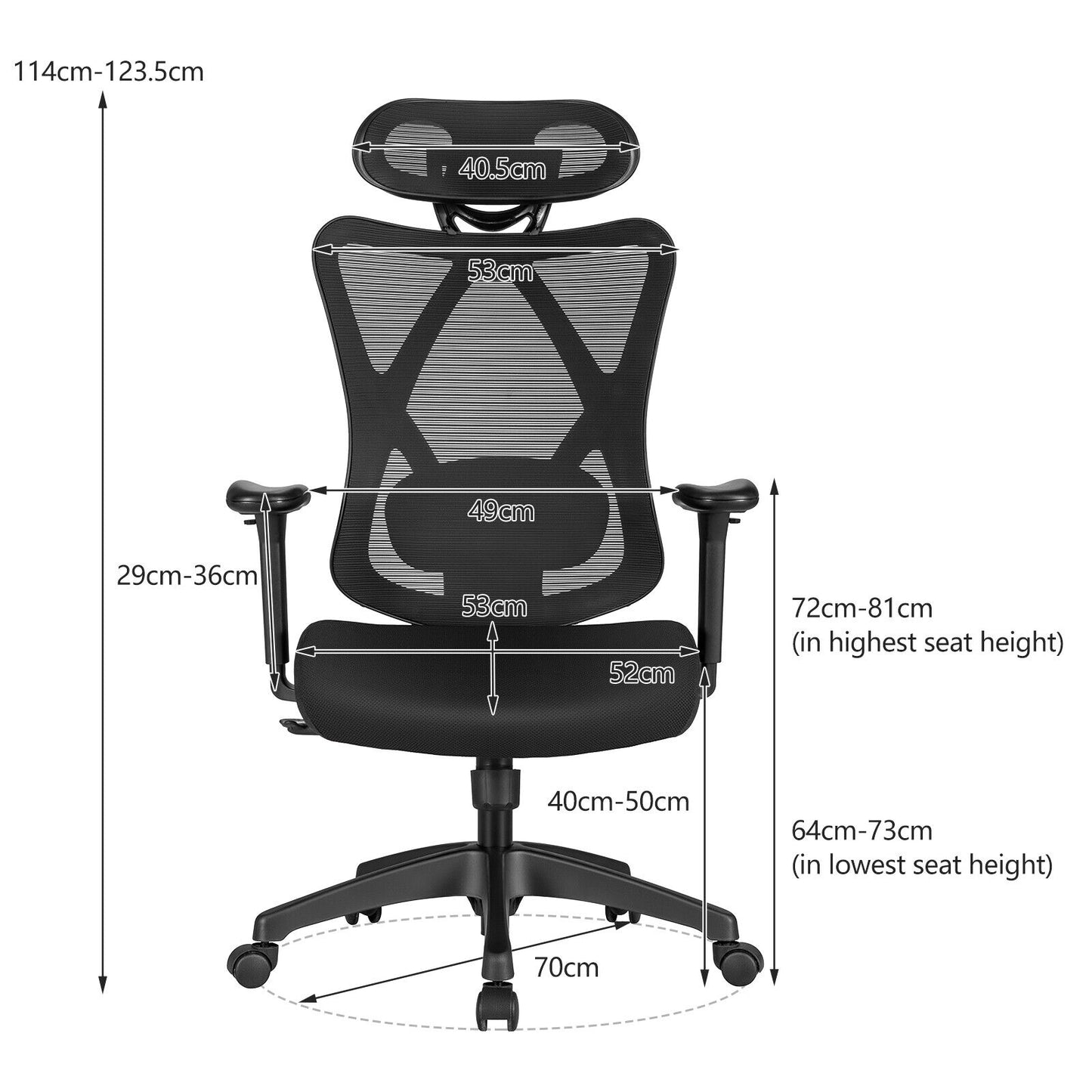 Reclining Mesh Office Chair Swivel Chair w/ Adjustable Lumbar Support