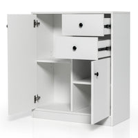 Storage Cabinet 2-Drawer Cupboard Kitchen Organizer Hallway Table White