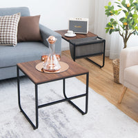 Nesting Coffee Table Nightstand Set of 2 Sofa Side End Table Industrial