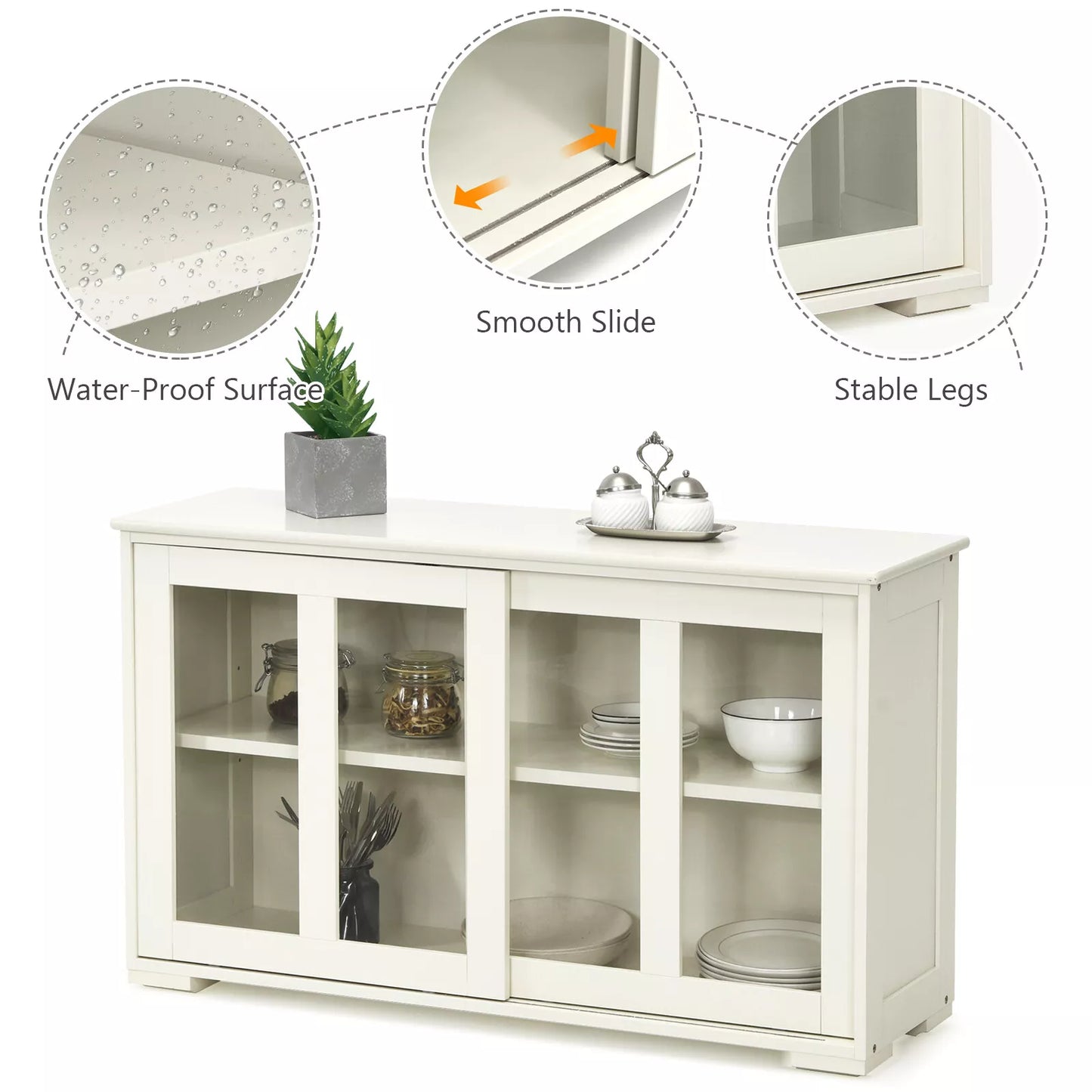 Kitchen Sideboard Buffet Storage Cabinet with Dining Table and Hallway Organizer