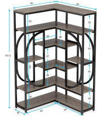 7-Tier Geometric Corner Bookshelf – Display Shelf and Organizer Bookcase