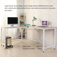 L-Shaped Corner Computer Desk – Large White Office Desk and Workstation