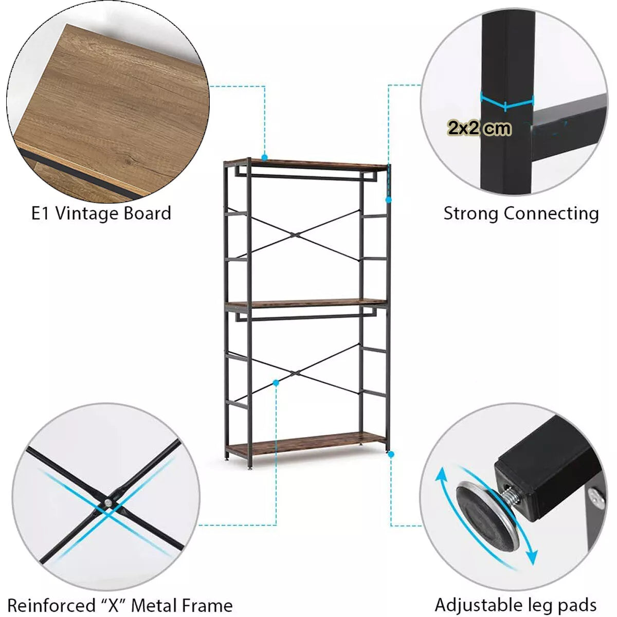 Freestanding Double Rod Closet Organizer – 3-Tier Shelves Garment Rack for Clothes Storage