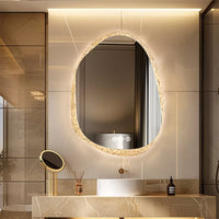 Irregular LED Crystal Frame Bathroom Mirror with Dual Layers for Makeup & Vanity-60X80