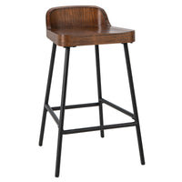 Bar Stool Low Back Saddle Seat Wood Kitchen Stool Dining Pub Chair Metal