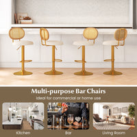 Set of 2 Bar Stools with 360� Swivel, Adjustable Height, PE Rattan Backrest & Footrest