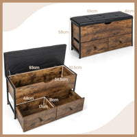 Storage Ottoman Bench w/ Padded Seat Cushion Flip Top Storage Chest w/ Drawers