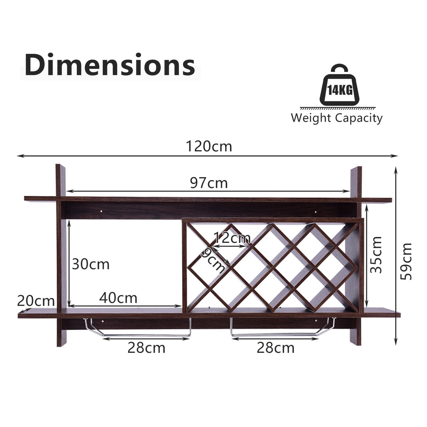 Wall-mounted Wine Rack Bottle Glass Holder Wine Storage Shelf