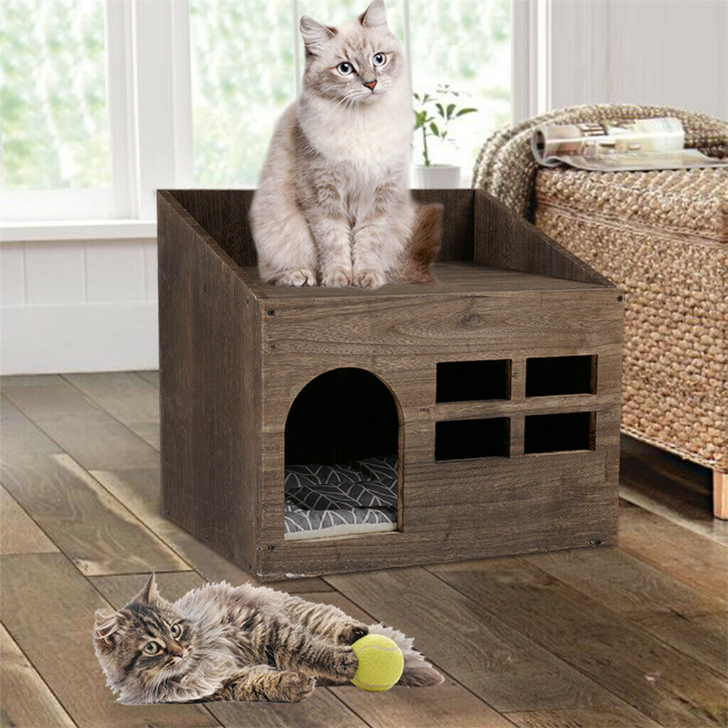 Indoor Ins Style Wooden Small Pet Dog Cat Kennel House Bed Mattress Night Table