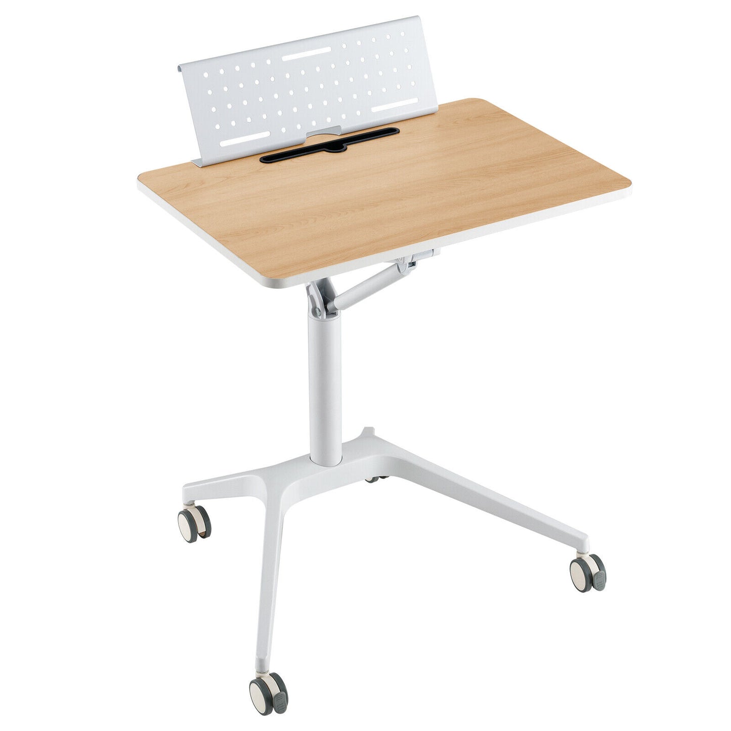 Pneumatic Standing Desk Rolling Adjustable Laptop Cart Podium Detachable Holder