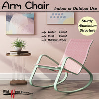 2xRocking Arm Chair Aluminum Waterproof Rustproof PINK Indoor or Outdoor Textile