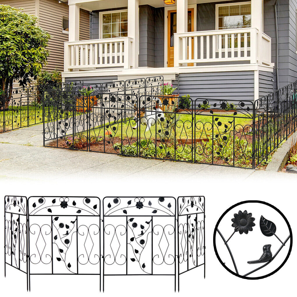 5X Extra Heavy Metal Garden Fence Panel Bird Pattern Plant Edging Animal Barrier