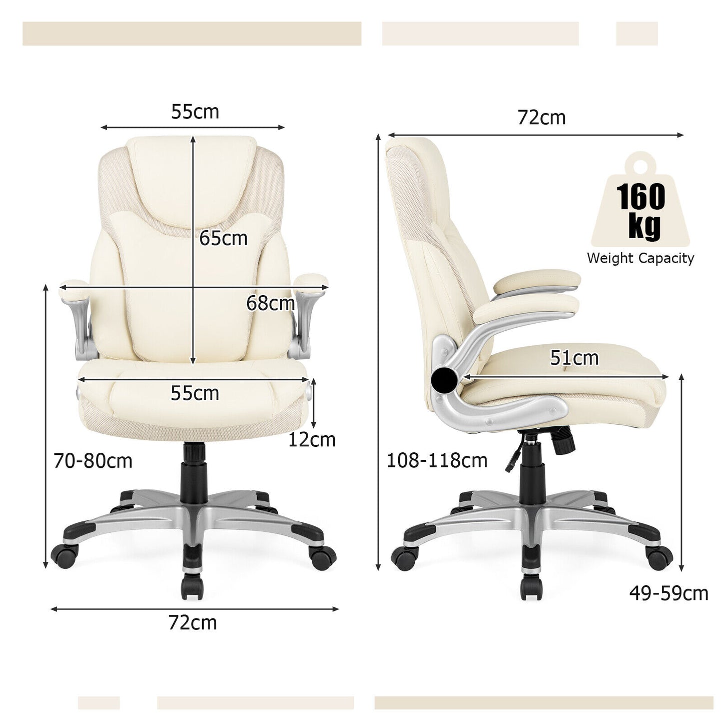 Premium Ergonomic Executive Office Chair 360 Degree Swivel and Adjustable