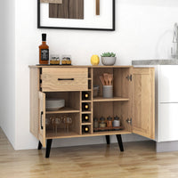 2-Door Wine Bar Cabinet Kitchen Sideboard Buffet w/ Drawer & Adjustable Shelves