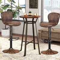 2Pcs Retro Bar Stools Pub Chairs Set Adjustable Kitchen Swivel Barstools