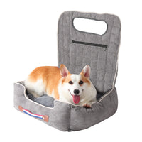 Dog Car Seat Pet Booster Seat Dog Travel Car Carrier Bed w/ Clip-on Safety Leash