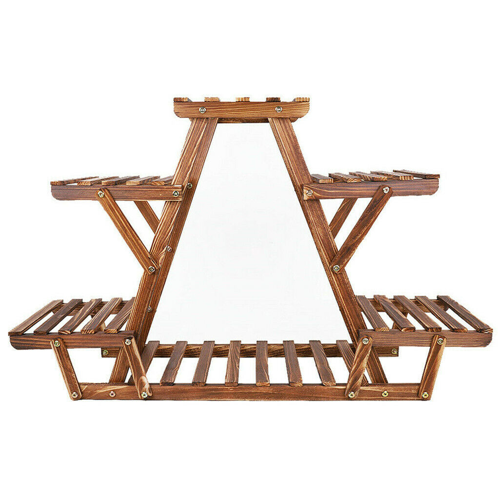 5 Tier Pot Wooden Plant Stand Shelves Bonsai Display Storage Rack Outdoor Indoor