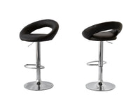 Hacienda 2 Curve Leather Barstools (Black) w/ Adjustable Height, 78-99cm