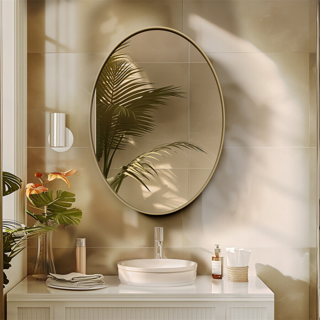 Large Oval Industrial Style Aluminium Frame Wall Mirror