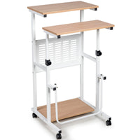 Mobile Desk Height Adjustable Computer Standing w/wheels &Footrest