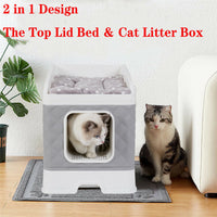 Large Sturdy Fully Enclosed Hooded Cat Litter Box with Top Lid Bed Kitty Toilet