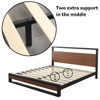 Queen Bed Frame Metal Wood Mattress Base Platform Supper Strong