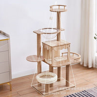 132cm Wooden Cat Tree Tower Scratching Post Scratcher Cats Condo