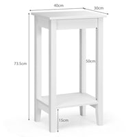 Nightstand 2-Tier End Side Table Coffee Table Wooden Legs Bedroom White