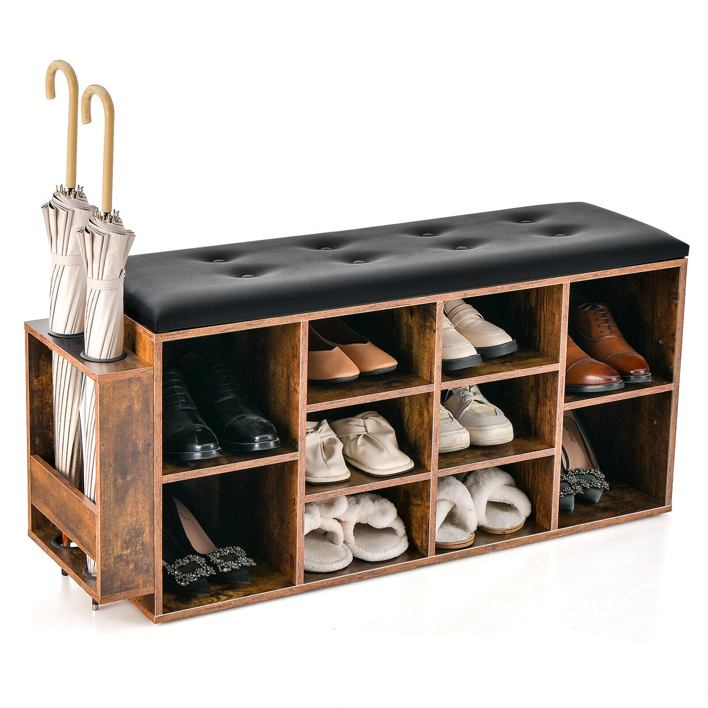 Shoe Storage Bench Entryway Rack Organizer with Umbrella Stand