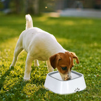 Non Spill Pet Dog Water Bowl Detachable Cat Slow Drinking Bowl w/ Waterproof Mat