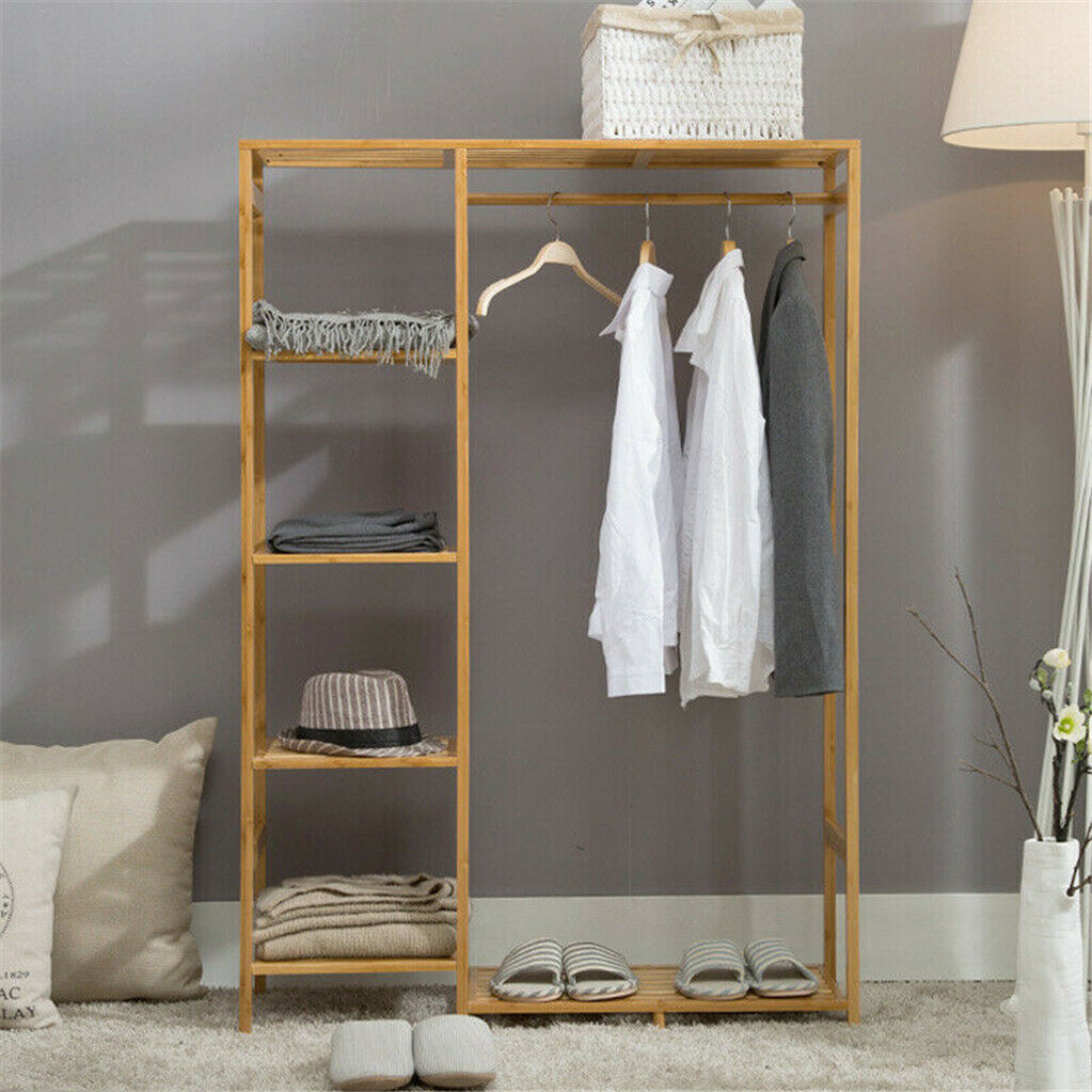 Concise Wooden Clothes Garment Hanging Stand Shoe Rack Display Storage Shelf AU