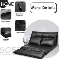 Floor Sofa Bed Lounge Couch Folding 2 Seat Chaise PU Leather 227x110 cm