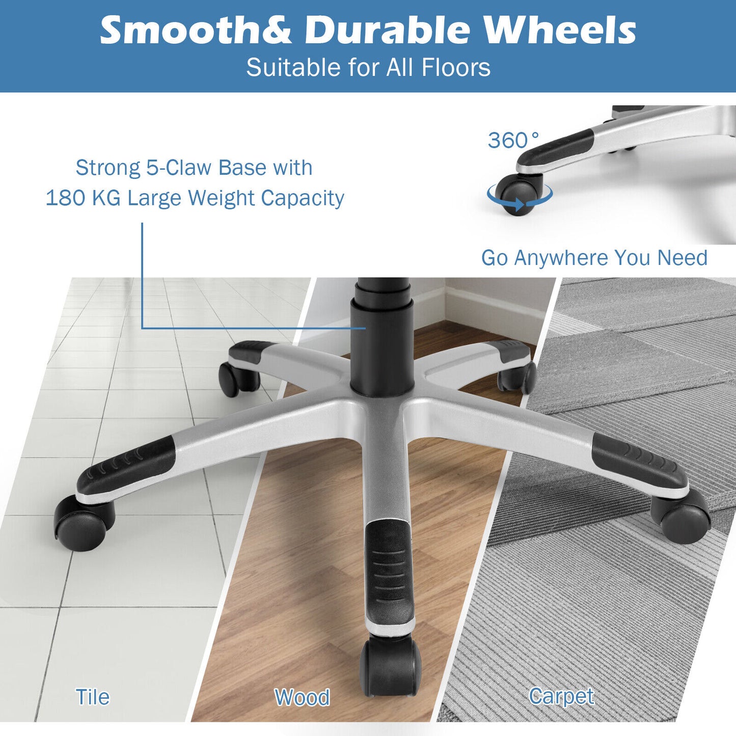 Ergonomic Office Chair Height Adjustable Executive Computer Leather Seat