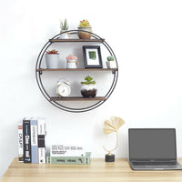 Metal Frame Round Wall Floating Ledge Shelf Book Storage Spice Rack Home Decor