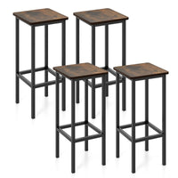 Industrial Set of 4 Bar Stools 65cm Bar Chair with Metal Legs & Footrest