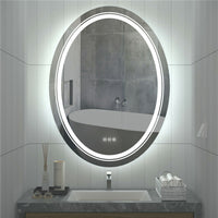 80CM Oval Backlit+Front LED Bathroom Mirror Dimmable Shatter-Proof Vanity Mirror