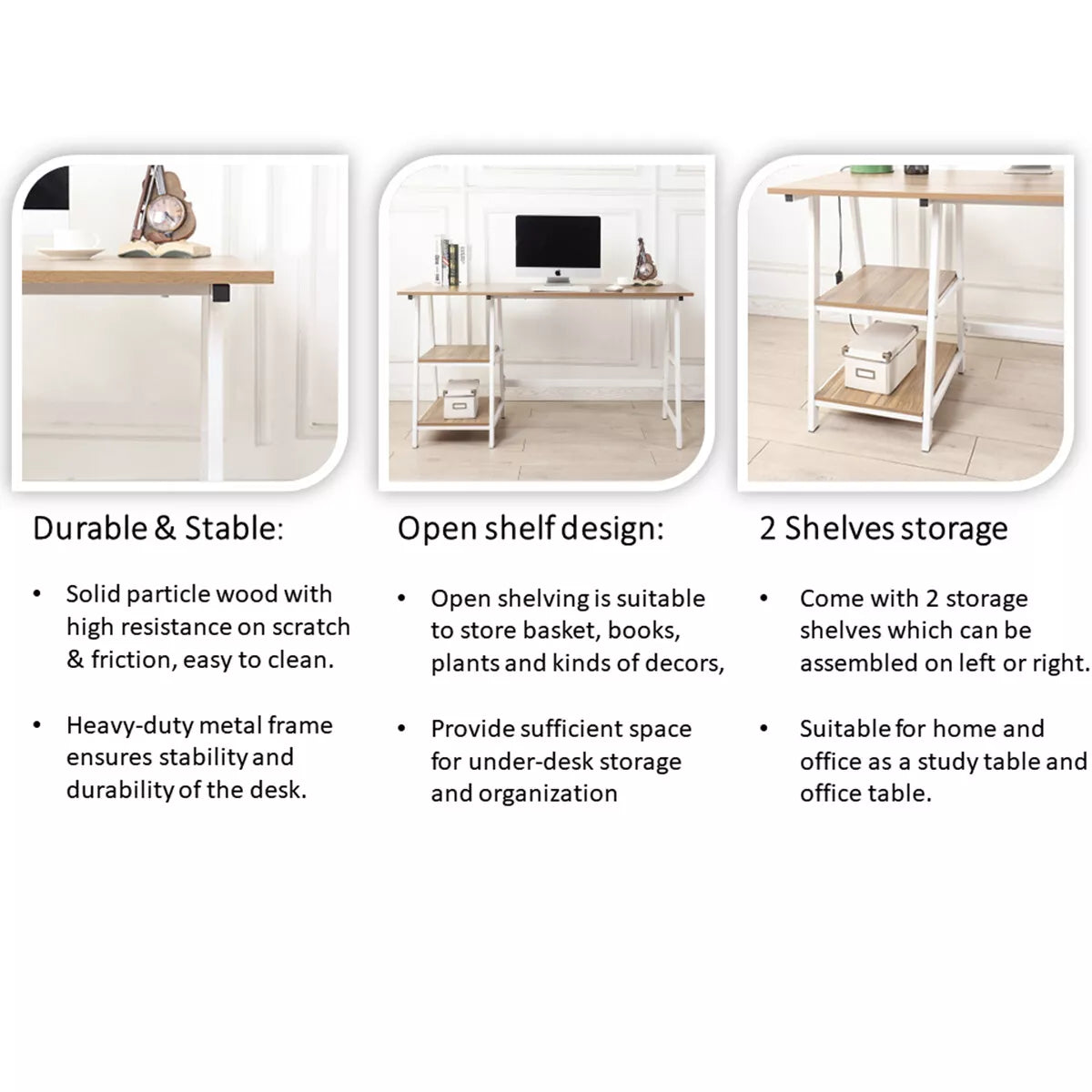 Computer Desk with Storage Shelves – Study Table, Laptop Desk, and Ladder-Style Workspace