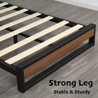 Queen Size Metal and Wood Bed Frame – Super Strong Mattress Base Platform