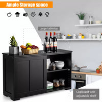 Modern Black Buffet Sideboard – Kitchen Storage Cabinet with Sliding Doors