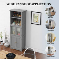 163CM Tall Bathroom Storage Cabinet with 4 Doors & Shelves – Multipurpose Cupboard for Pantry or Home Organization