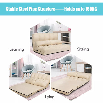 Adjustable Foldable Floor Sofa Bed Chair with 6 Positions & 2 Pillows