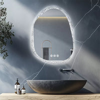 Irregular LED Crystal Frame Bathroom Mirror with Dual Layers for Makeup & Vanity-60X80