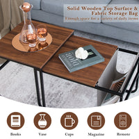 Nesting Coffee Table Nightstand Set of 2 Sofa Side End Table Industrial