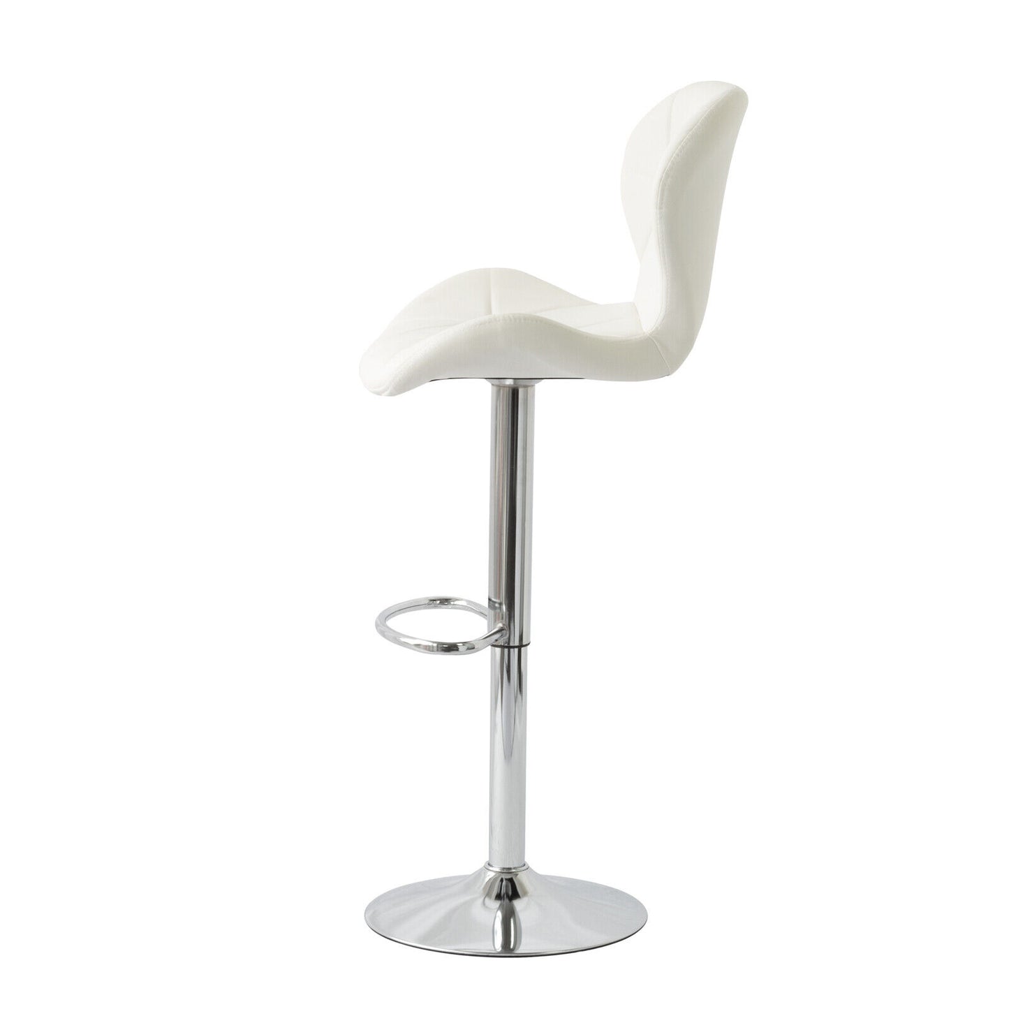 Hacienda 2 Comfortable Bar Stools (White) w/ Adjustable Height, 90-112cm