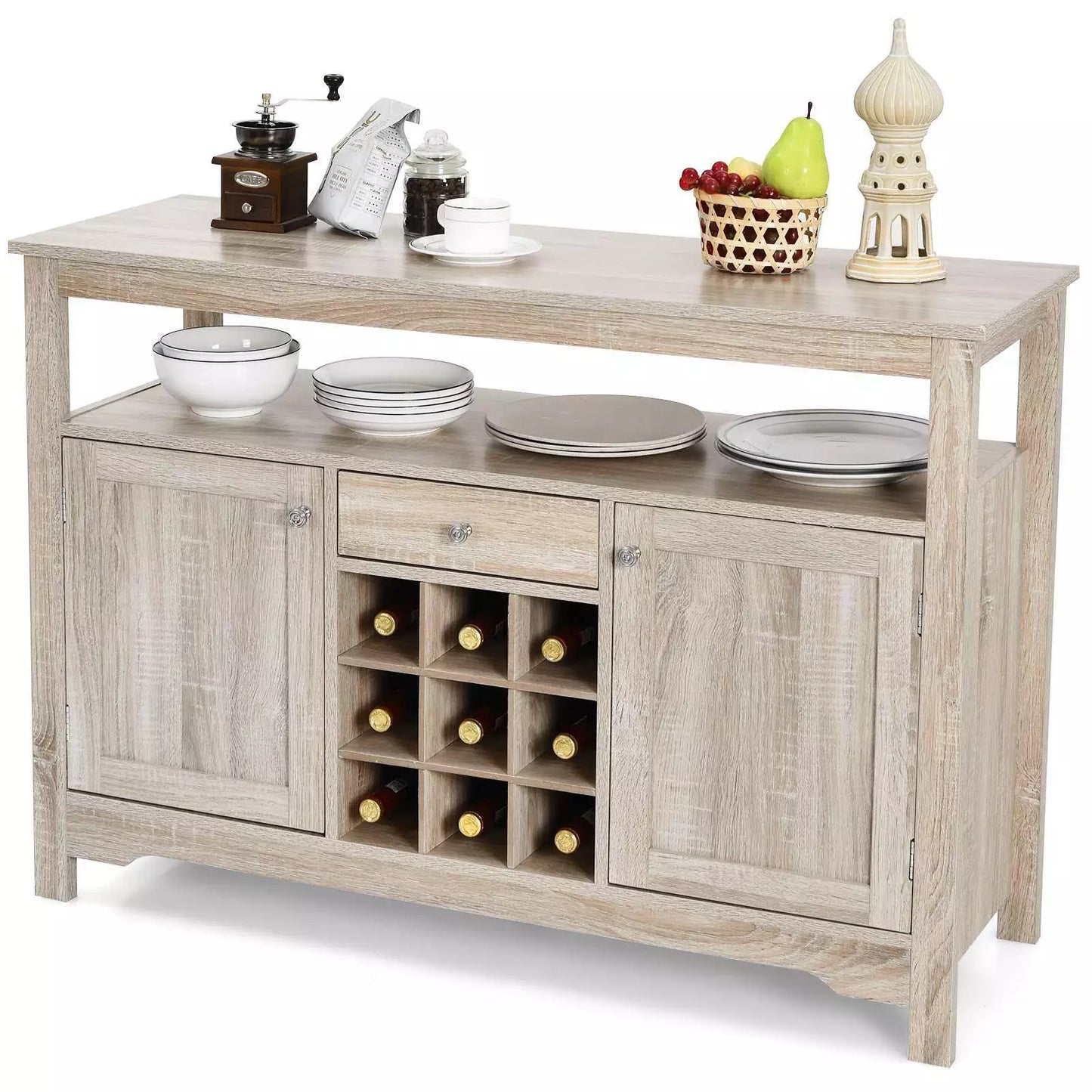 Rustic Wooden Buffet Sideboard – Kitchen Storage Organizer & Console Table