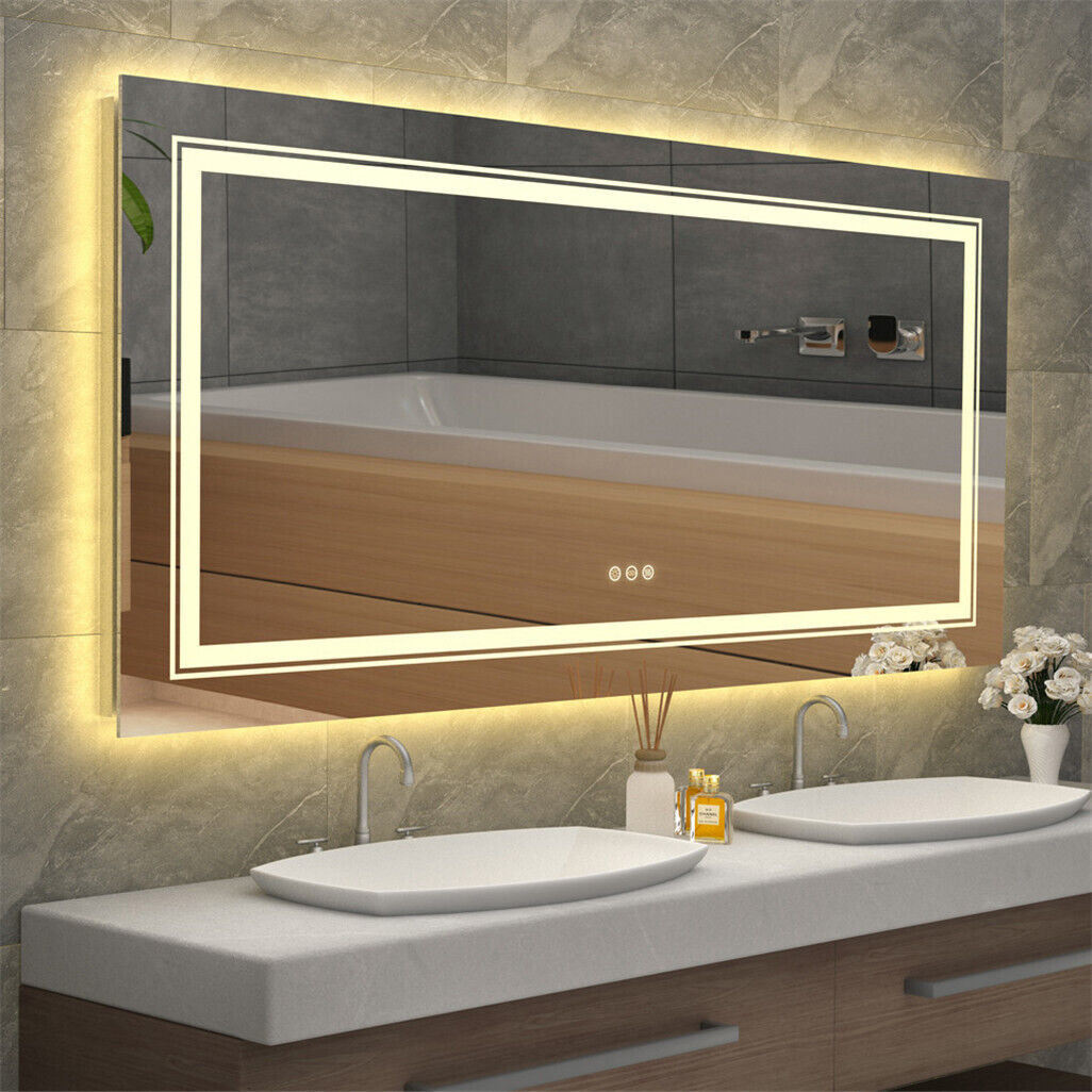 LED Bathroom Mirror Double Light Vanity Makeup Mirror Tall Full-Size Body Mirror