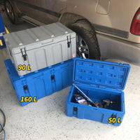 Grey Poly Tool Box Storage 50+90+160L Plastic Case Heavy Duty Waterproof Cargo