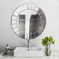 Round Wall Mirror 3D Bevelled Glass Art Mirror Hallway Decorative Mirror Bathroo